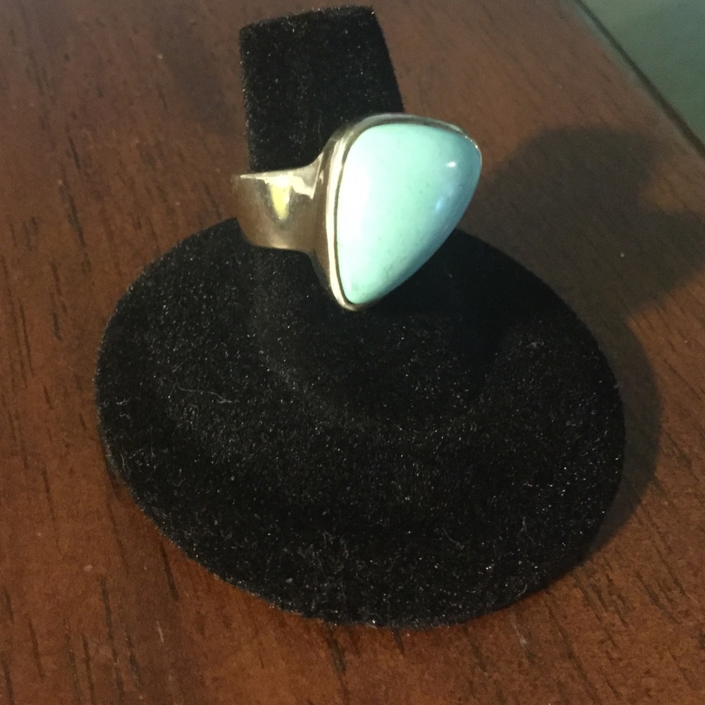 Sterling Silver contemporary turquoise ring Sz 6